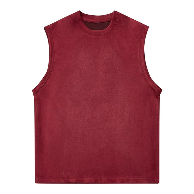 Funicet Mens Vintage Solid Color Casual Fitness Sport Permeability Round Neck Tank Top