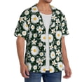 thumbnail image 2 of Balery White Daisies and Bee Camisa Casual de Manga Corta con Botones para Hombre, Texturizada, Estilo Cubano, para Playa, Verano-XX-Large, 2 of 5