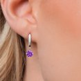 thumbnail image 3 of Gem Stone King 925 Sterling Silver Purple Zirconia Dangle Earrings for Women | 3.00 Cttw | Gemstone Birthstone | Round 6MM, 3 of 6