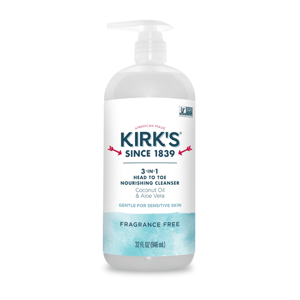 Kirk's 3-in-1 Nourishing Cleanser - Made With Coconut Oil & Aloe Vera, Fragrance Free, 32 Fl Oz