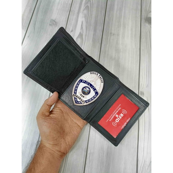Law Enforcement Police Trifold Black Wallet ID Badge Holder (Unisex)