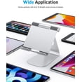 thumbnail image 2 of Support de Tablette, Support de Quai Réglable pour iPad Mini 2021, iPad 10.2, iPad Pro 11/12.9, iPad air, Tablettes Samsung, Tablettes de Moins de 13 Pouces, Support Multi-Angle en Aluminium, Argent, Jun, 2 of 5