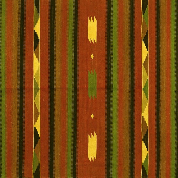 Ahgly Company Indoor Square Oriental Yellow Traditional Area Rugs, 4' Square