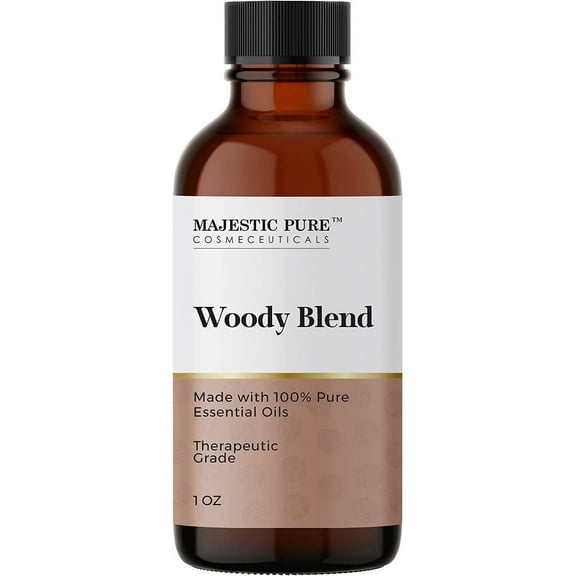 Majestic Pure Wood Essential Oil Blend | 100% Pure Premium Oil for Peace, Harmony | Pine Needle, Cypress, Orange, Himalaya Cedarwood Essential Oil for Diffusers & Aromatherapy | 1oz