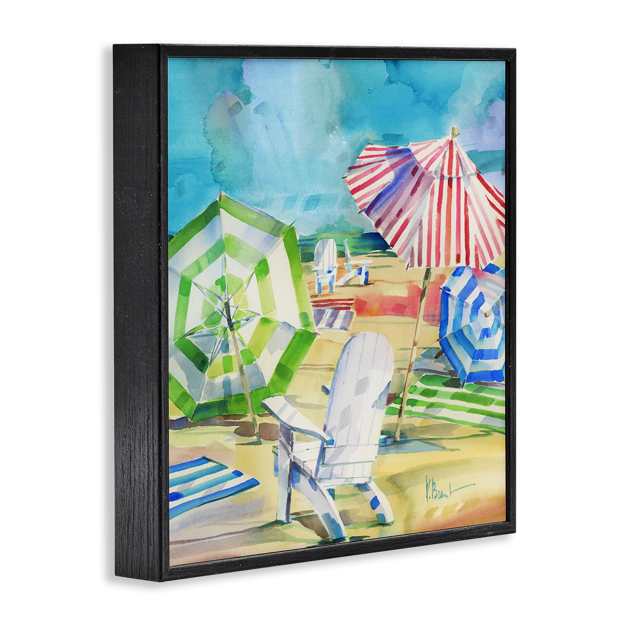 Stupell Industries Ventura Beach Umbrellas Black Framed Giclee Art, design by Paul Brent