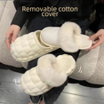 thumbnail image 4 of Zapatillas de algodón de invierno desmontables para el hogar, interiores, antideslizantes, impermeables, con forro polar, con punta cerrada, para mujer, 4 of 5