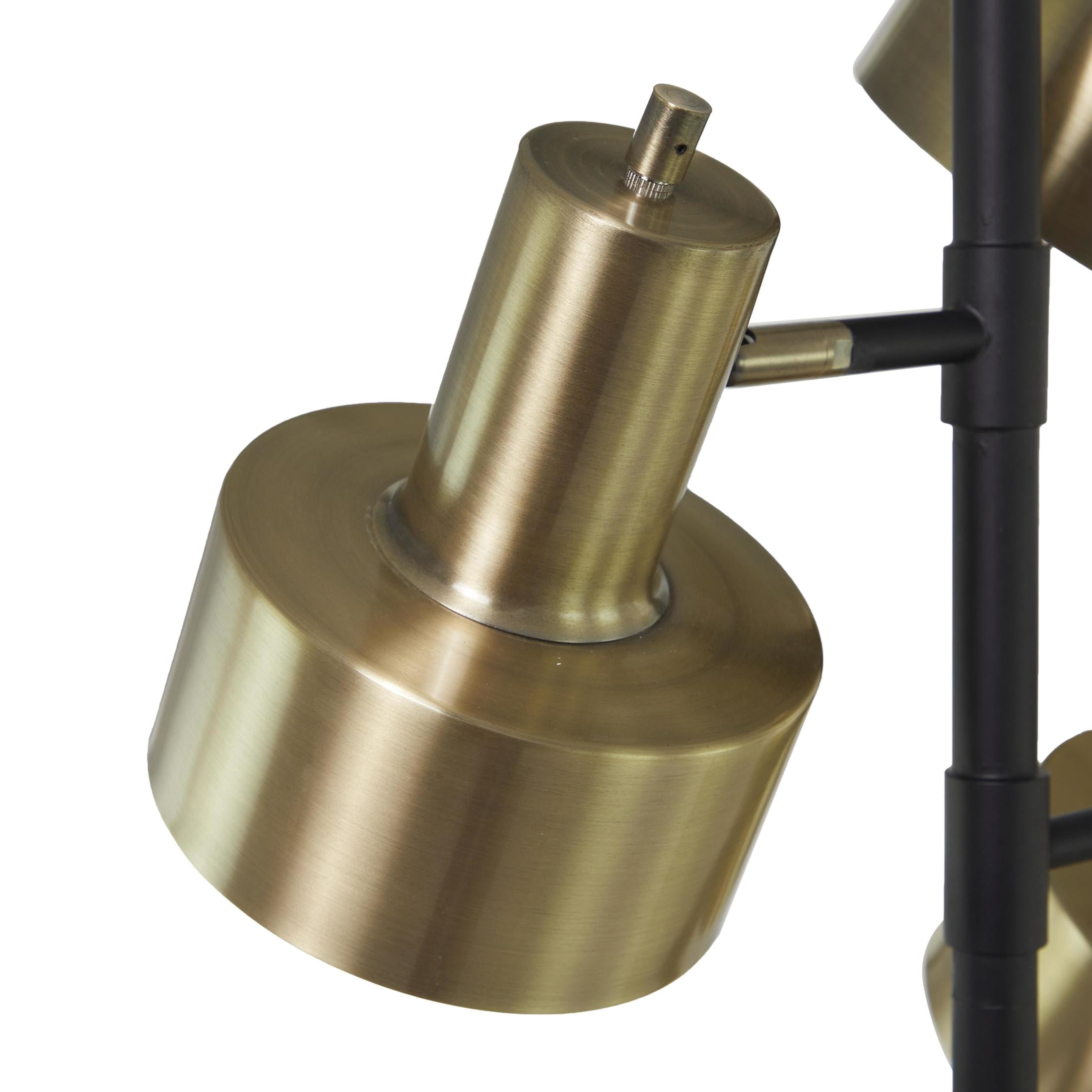 DecMode 67" 3 Light Gold Floor Lamp with Gold Metal Shade
