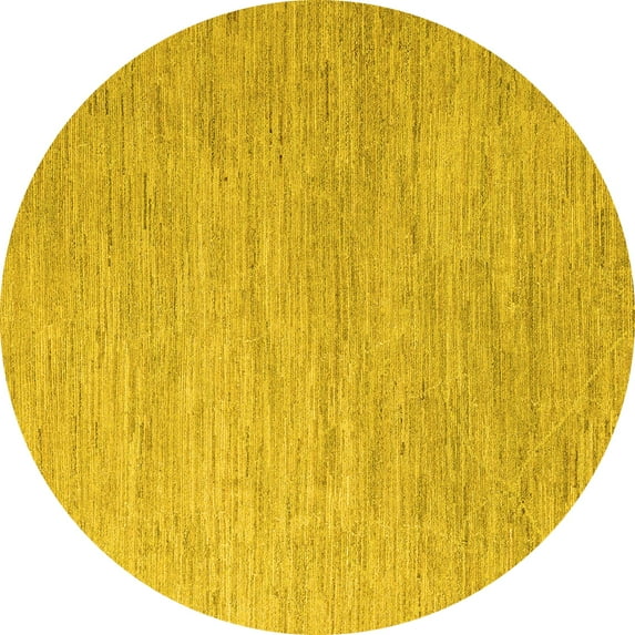 Ahgly Company Indoor Round Solid Yellow Modern Area Rugs, 5' Round