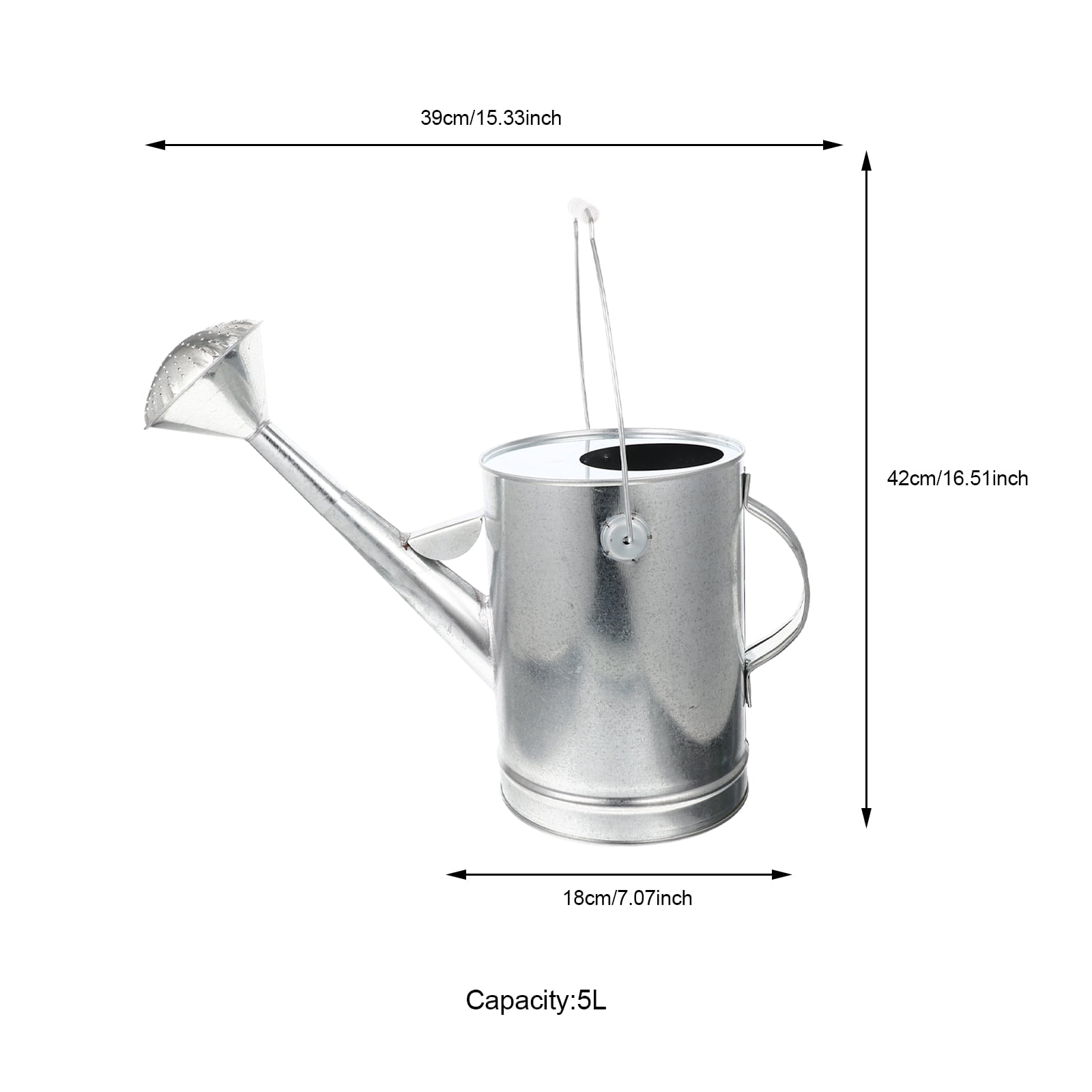 IBASETOY Plated Silver Galvanized Iron Watering Can with Long Spout for Indoor and Outdoor Plants