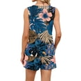 thumbnail image 5 of Iaqnaocc Two Piece Sets for Women Casual Short Sets for Women Hawaiian Tropic Square Neck Sleeveless Womens Tops and Shorts Summer Outfits Lounge Sets for Women Dark Blue 3XL, 5 of 5