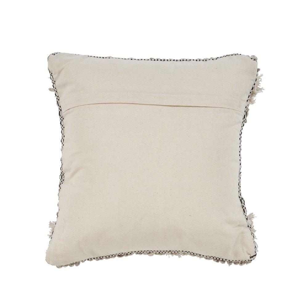 LR Home Ox Bay Hand-Woven Gray/White Geometric All-Natural Cotton Pillow Cover