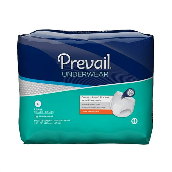 Prevail Protective Underwear Large, 44'' - 58'', 18/Pack, 10 Packs