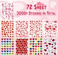 thumbnail image 3 of Pegatinas LINAYE con forma de corazón de San Valentín, 3000 unidades, para niños, 72 hojas, 3 of 6