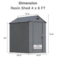 thumbnail image 6 of Patiowell 4'x6' Outdoor Storage Shed – Heavy-Duty Double-Wall Resin, Lockable Door with Window, Built-in Ventilation, Strong Floor, Quick DIY Assembly for Garden & Tool Storage, Dark Gray, 6 of 7