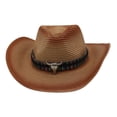 thumbnail image 2 of Western Cowboy Hat Cowgirl Sun Hat Disfraz para Adolescentes Hombres Mujeres , marrón Sombrero vaquero única 03 Sunnimix Sombrero de vaquero, 2 of 7