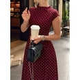 thumbnail image 4 of Jaimenalin Women'S Polka Dots Maxi Tank Dress Vintage Mock Neck Sleeveless Elegant Long Dresses Wine Red XS, 4 of 9