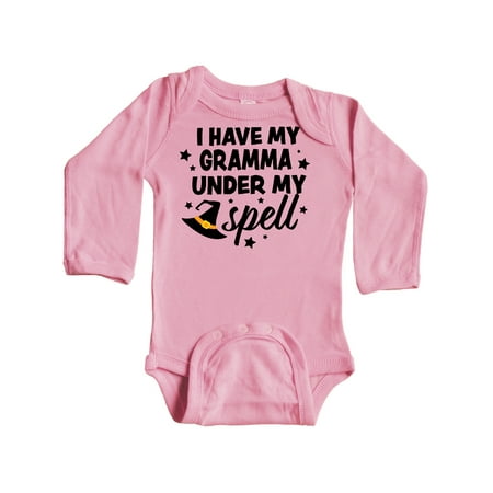 

Inktastic I Have My Gramma Under My Spell with Cute Witch Hat Gift Baby Boy or Baby Girl Long Sleeve Bodysuit