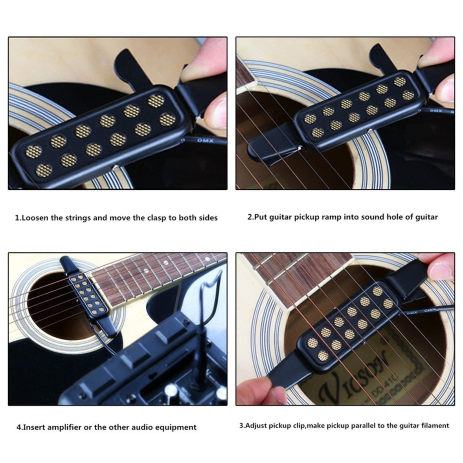 Clearance Nohole pickup under $20,Classic Acoustic Guitar Pickup Transducer Amplifier Guitar Pickup Soundhole Pickup For Guitar Parts Accessories Noise 2PC