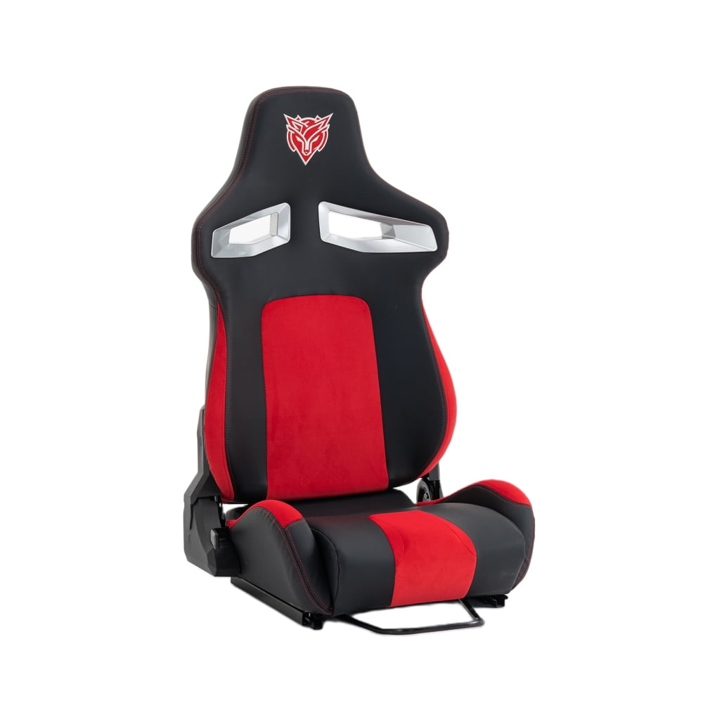 DECMAY Universal Reclinable Racing Simulator Seat – Bucket Style Sport Seat with Adjustable Lock Slide, Red+Black PU Leather & Iron/PVC Frame for PS5/PS4/Xbox/PC