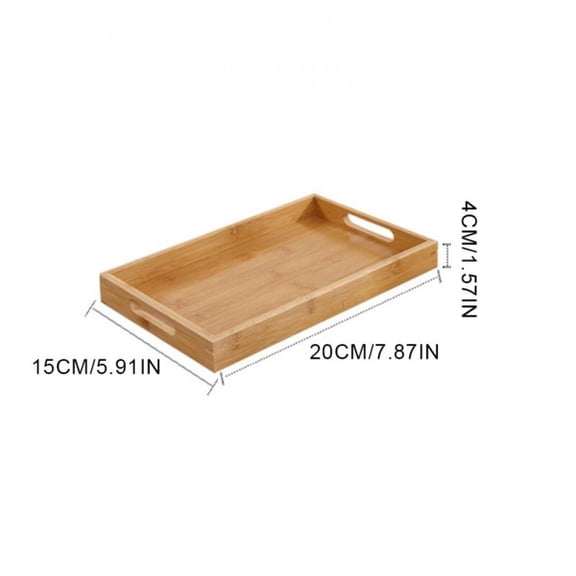 Oaktree Wooden Bamboo Serving Tray Household Rectangle Wood Tea Tray Steak Fruit Snack Coffee Plate Food Platters With Handles Tableware