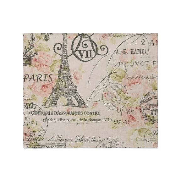 CafePress - Pink Floral Elegant Paris Eiffel Tower Art Throw B - Soft Fleece Throw Blanket, 50"x60" for All Ages