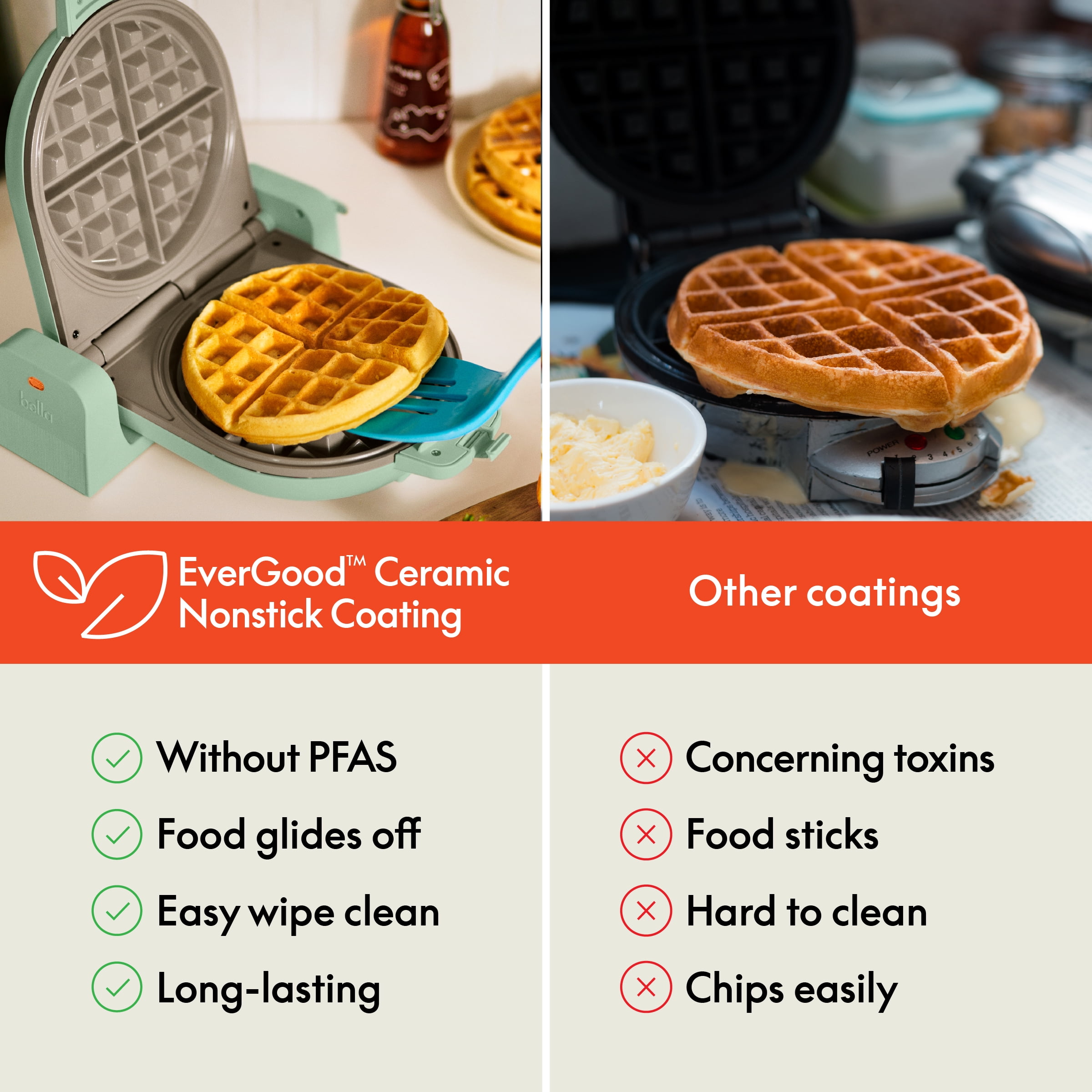 bella Stack & Store Mini Waffle Maker, Seaglass