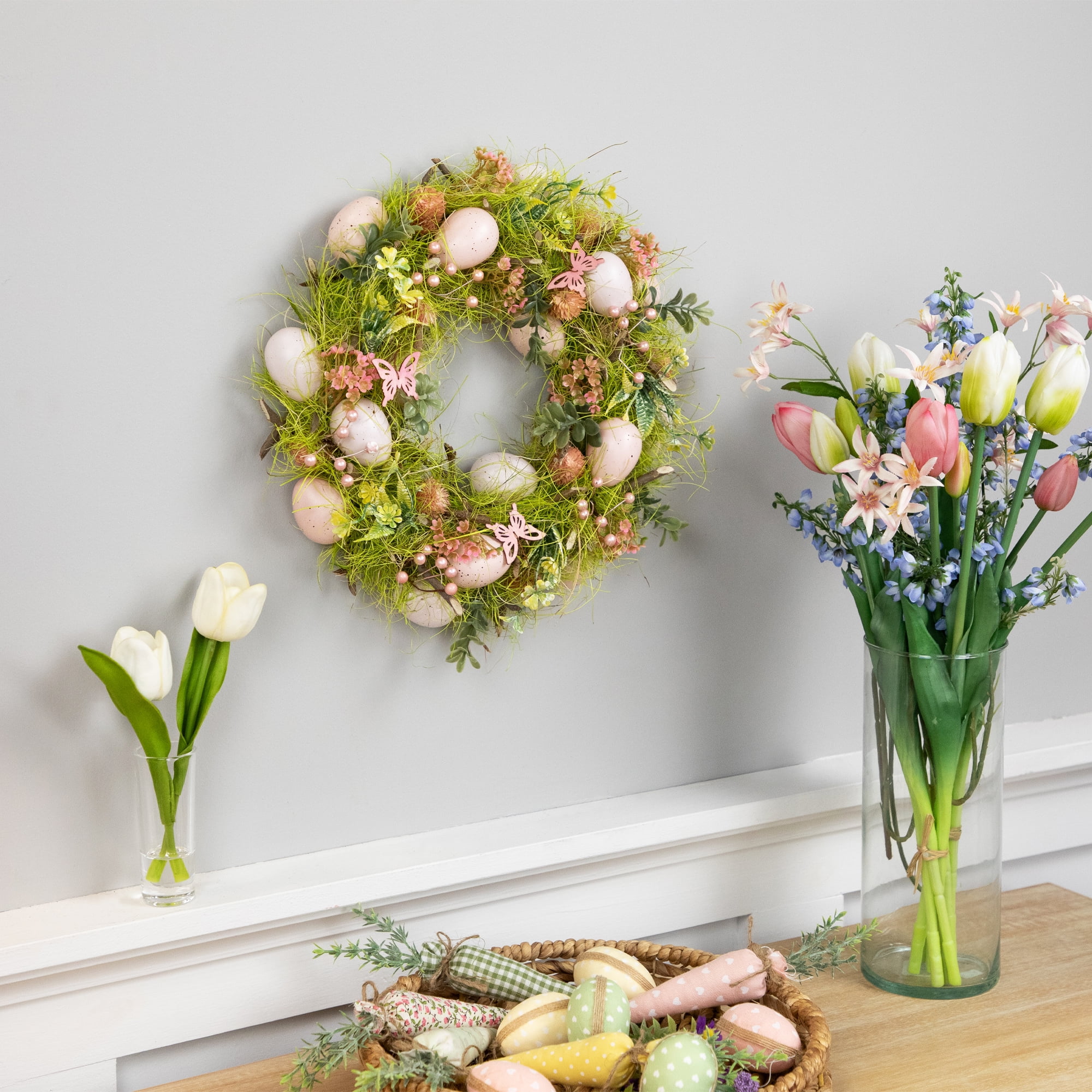 Northlight Easter Eggs with Butterflies Small Artificial Spring Wreath - 13"