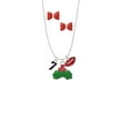 thumbnail image 2 of Delight Jewelry Silvertone Black Number - 7 Christmas Kiss Charm Necklace and Stud Earrings, 2 of 4