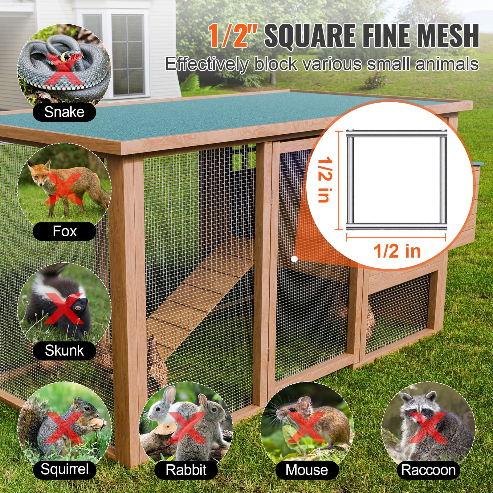 VEVOR Hardware Cloth, 1/2 inch 24in x 100 ft 19 Gauge, Hot Dipped Galvanized Wire Mesh Roll, Chicken Wire Fencing, Wire Mesh for Rabbit Cages, Garden, Small Rodents