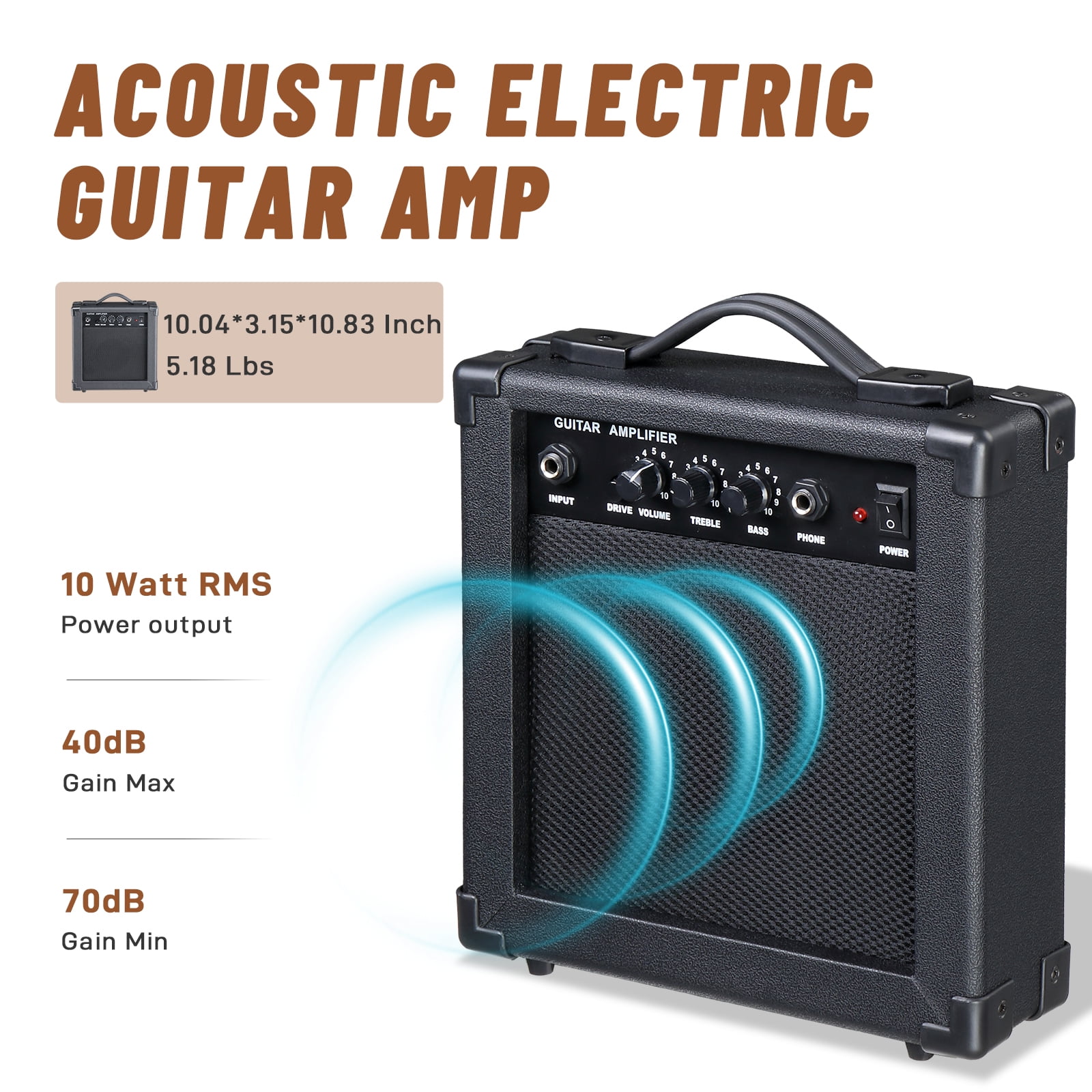 Ktaxon 41In Acoustic Electric Guitar with 15W Amplifier, Bag, Tuner, Blue