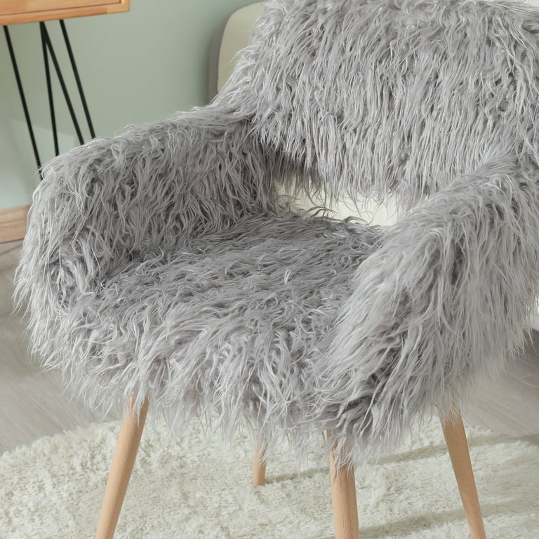 Gray fluffy chair discount