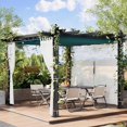 thumbnail image 1 of 10x10 foot outdoor aluminum pergola: blue uv - block canopy, blanca mesh net, rust - proof frame, four - point anchoring, versatile y estilizado gray y blue design, easy tool - free assembly (..., 1 of 7