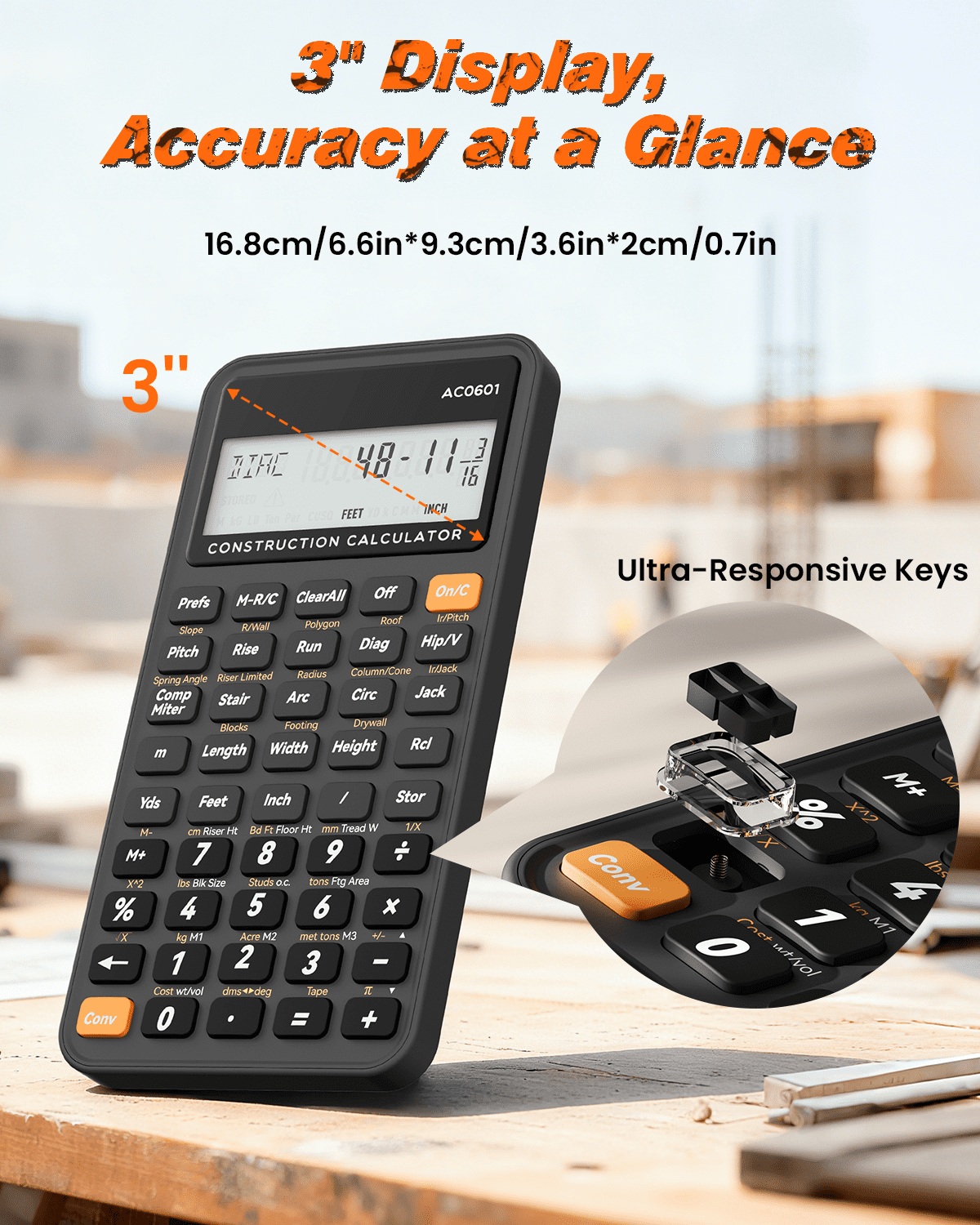 Construction Advanced Construction Math Calculator for Contractors, Estimators, Builders, Framers（Without Protective Case）