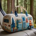 thumbnail image 6 of Retro Camper Print Weekender Bag, Quilted Vintage Travel Duffel with RV Embroidery, 6 of 8
