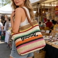 thumbnail image 5 of Beach Tote Bag for Women, Large Woven Straw Shoulder Bag with Colorful Stripes, Summer Vacation Travel and Pool Bag, 5 of 6