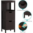 thumbnail image 5 of Beran7 Bathroom Floor Cabinet, Narrow Wood Storage Cabinet w/2 Switchable Drawers, Multifunctional Side Cabinet for Bathroom, Freestanding Small Cabinet for Small Spaces, 12 x 12 35 Inch (Espresso), 5 of 10