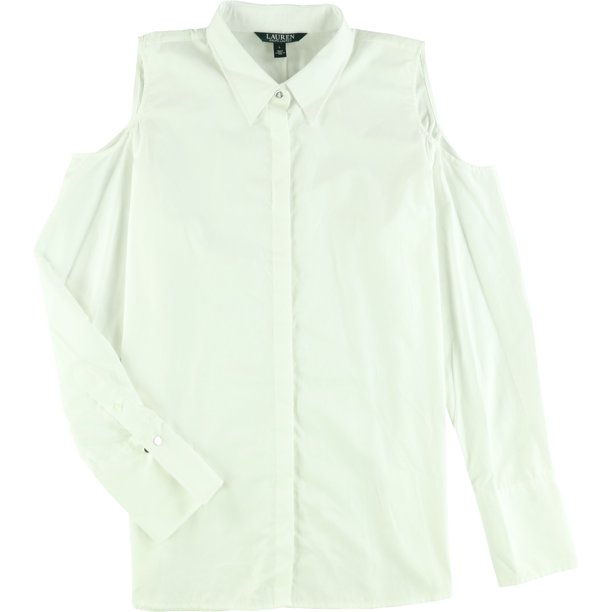 Blusa con botones de popelina Ralph Lauren para mujer Blanca Extragrande