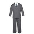 thumbnail image 6 of Boy Baby Toddler Kid Teen Formal Wedding Dark Grey Tuxedo Suits Checker Tie S-20, 6 of 7