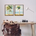 thumbnail image 3 of Stupell Industries Tropical Palms Calm Ocean Landscape & Nature Painting Brown Floater Framed Canvas Art Print Wall Art, 17 x 21, Set of 2, 3 of 10