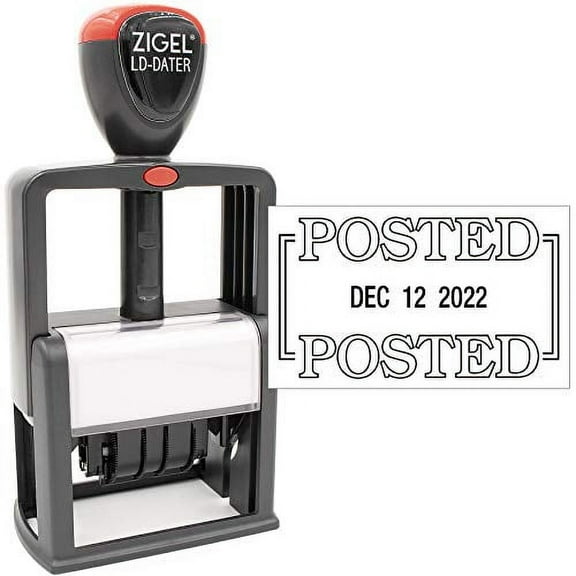 ZIGEL Heavy Duty Style Self Inking Date Stamp with Posted - Style B - Black Ink