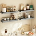 thumbnail image 3 of Fairy 15.8in Floating Shelves, Wall Shelves Set of 4, Shelves for Wall Decor, with Invisible Brackets, 15.8x1.2x5.5, Gray, 3 of 6