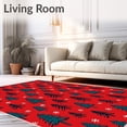 thumbnail image 2 of ODIKA 5'x7' Machine Washable Non-Slip Area Rug, Festive Pine Forest Snowflake Holiday Bathroom with Hooks High Traffic Rug with Pad, Red, 638645, 2 of 8