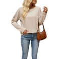 thumbnail image 5 of Wevis Round Neck Knit Autumn Pullover for Women Long Sleeve Basic Casual Tops Casual Loose Sweater, 5 of 7