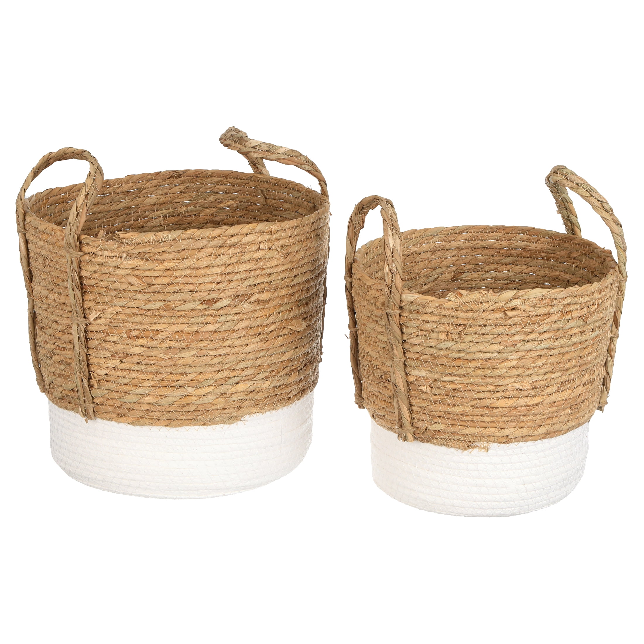 Mainstays Seagrass & Paper Rope Baskets, Set of 2, Small and Medium, Storage