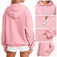 thumbnail image 3 of Aezemi Womens Drawstring Hoodie Sweatshirts Zip up Fashion Ruched Long Sleeve Winter Fall Outerwear Women Comfy Hooded Fashion Soft Full Zip Blouses with Pockets S, 3 of 9