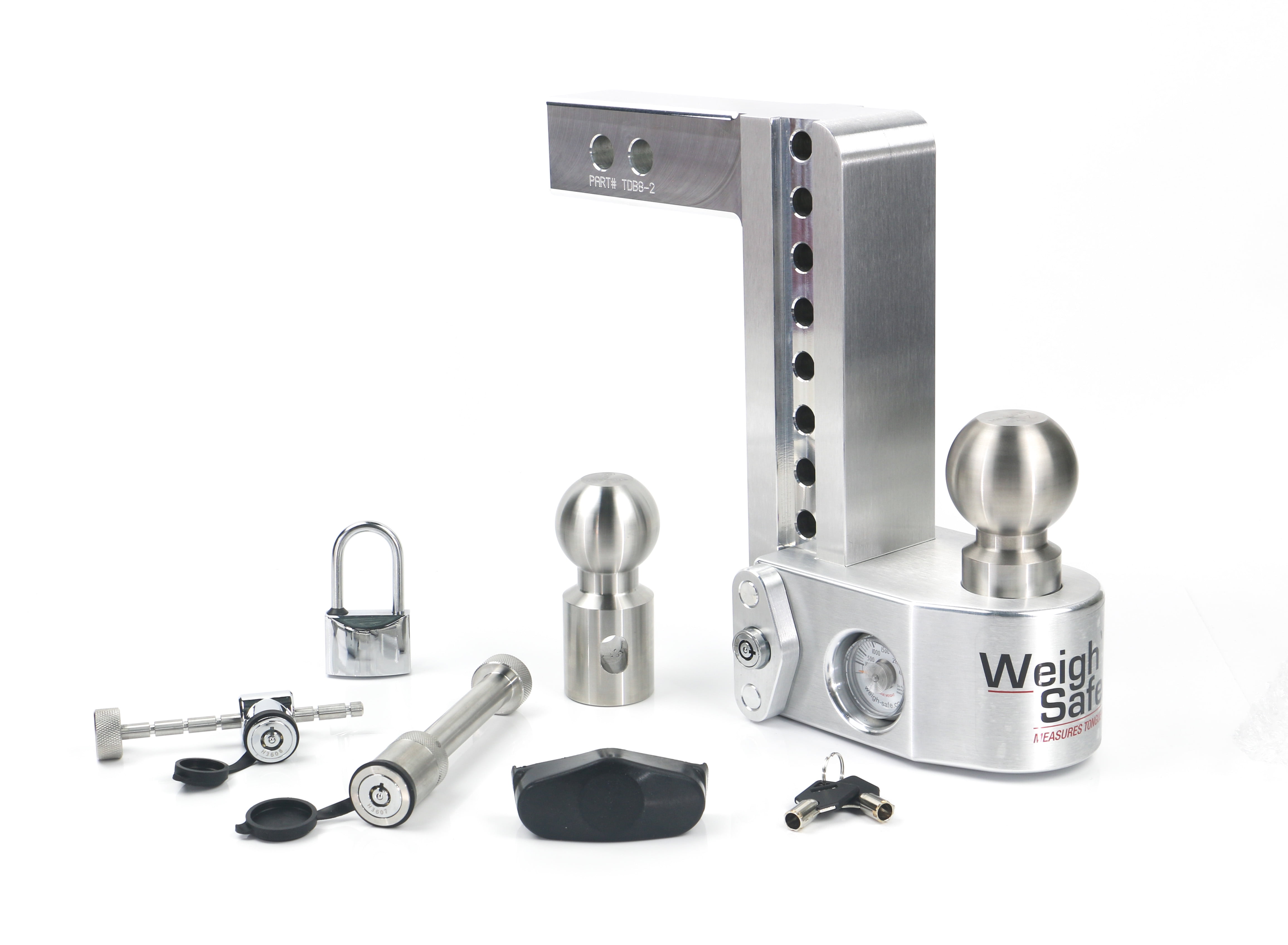 Weigh Safe Adjustable Trailer Hitch Ball Mount 8" Drop Hitch for 2