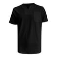 thumbnail image 5 of ITSAME Men's Short Sleeve Tee, Solid Color Pocket V Neck Loose Fit Summer Causal Beach Tee Black L, 5 of 5