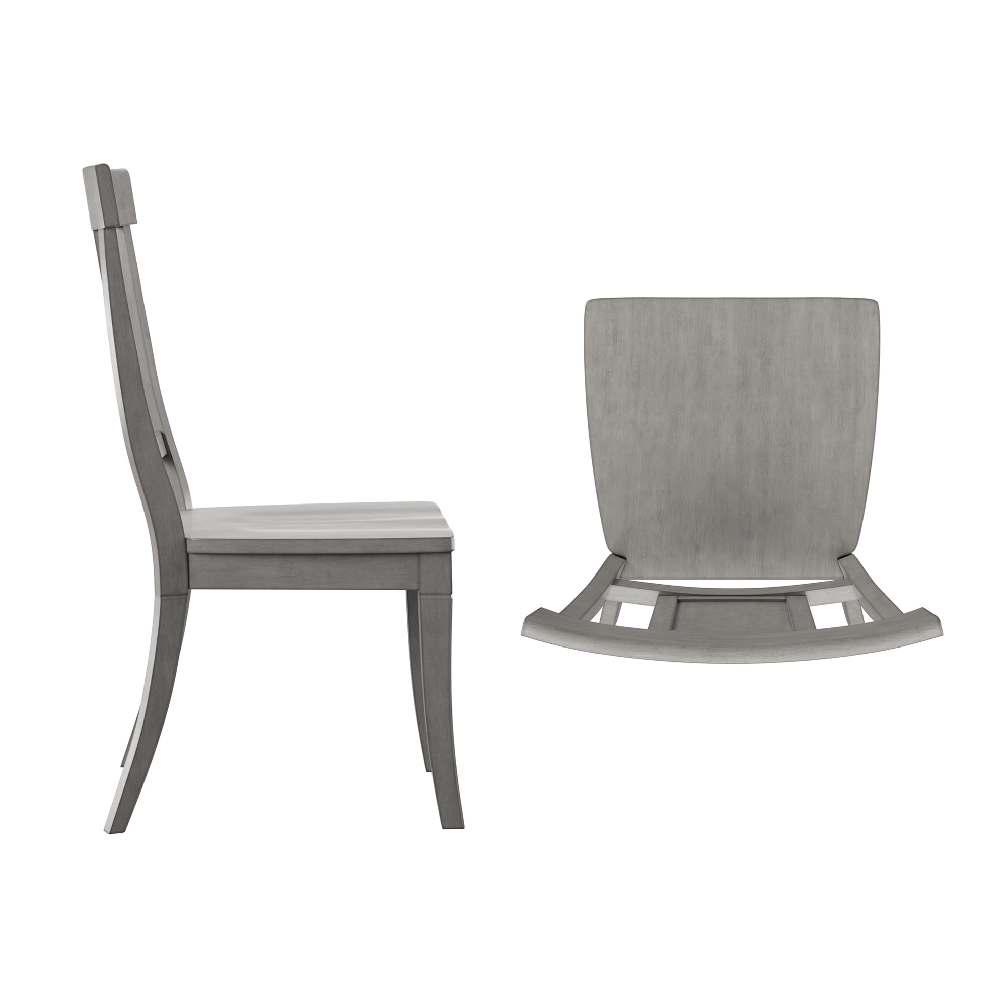 Weston Home Farmhouse Panel Back Wood Dining Side Chairs, Antique Grey (Set of 2)