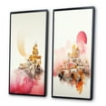 thumbnail image 3 of Designart "Retro Illustration of Oriental Boho City V" Modern Geometric Framed Wall Art Set Of 2 - Modern Pink Framed Wall Art Set Of 2, 3 of 6