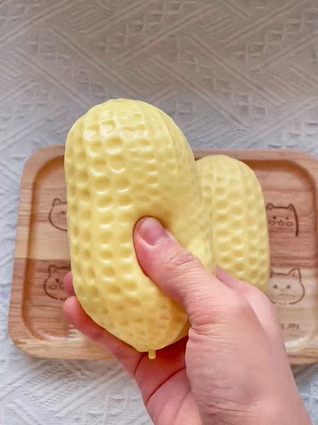 Peanut Stress Ball - Crunchy & Crispy Sensory Squeeze Ball with Buttery-Soft Feel, ASMR Fidget Tool for Adults Anxiety Relief